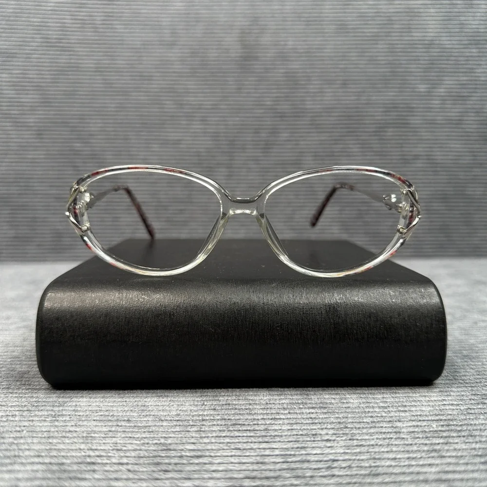 Zyloware Vintage Clear Cat Eye Eyeglasses Silver Metal Tortoise Temples 144